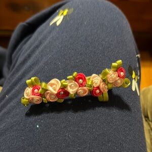 Floral Hair Clip with Pink and Red Roses